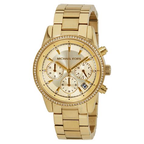 michael kors gold watch on wrist|michael kors chronograph ladies watch.